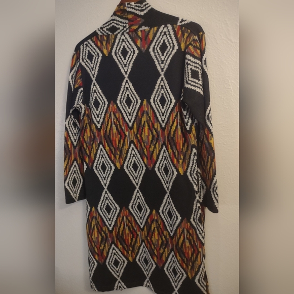 Yak & Yeti Open Cardigan Sweater Black Geometric Diamond S/M Nepal - Picture 4 of 11
